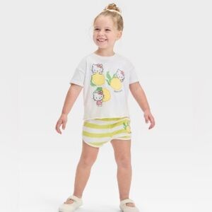Grayson Mini Hello Kitty Toddler Girls' 2pc Lemon T-Shirt & Shorts Set - 5T